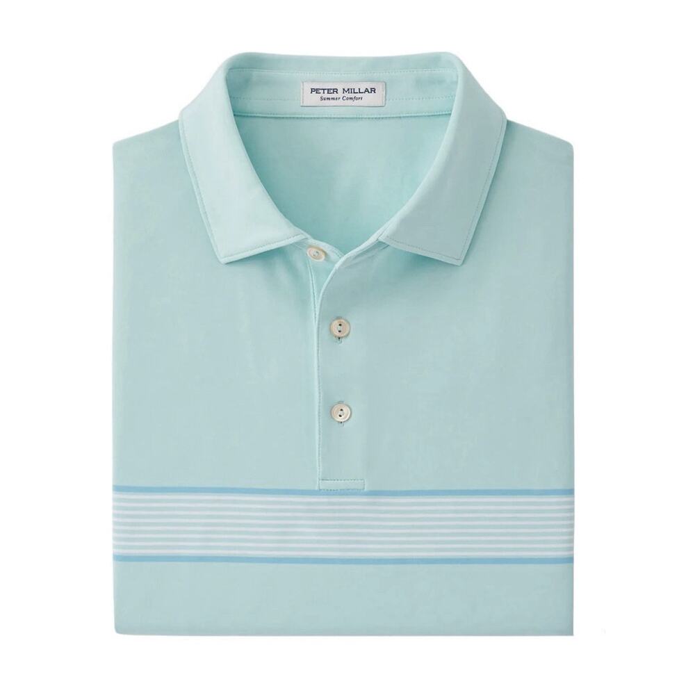 Peter Millar Men's Celeste Blue Lane Performance Jersey Short Sleeve Polo Shirt